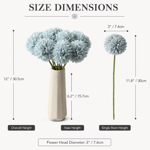 Mandy's 12pcs Artificial Blue Ball Chrysanthemum Flowers - Image 3
