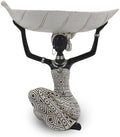 Lescafita African Woman Bowl Statue White Leaf Figurine by LESCAFITA