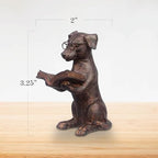 Young's Inc Resin Reading Dog Figurine for Bookshelf, Office Desk & Library Decor, Cute Dog Statue with Glasses and Book, Rustic Animal Home Accent, 3.25" L x 2.36" W x 5" H - Image 3