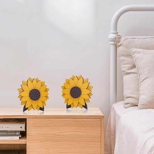 AWISBI 3Pcs Sunflower Decor For Tables, Home Kitchen Standing Wooden Sign - Image 6