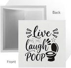 Funny Rustic Bathroom Decor Wooden Box Sign 5x5 Inch - "Live, Laugh, POOP" Humorous Restroom Shelf Wall Countertop Ornament, Farmhouse Style Decor for Guest Bathroom & Housewarming Gif - Image 3