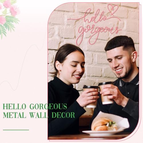 Hicarer Metal Hello Gorgeous Wall Art Minimalist Pink Wall Decor - Image 6
