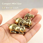 2-Pack Mini Solid Brass Goat Figurines, Vintage Kneeling Ram Statue Set, Small Metal Animal Sculpture Ornament for Tabletop Shelf Tea Room Decor, Collectible Gift (1.2" H × 1.6" L Each) - Image 2