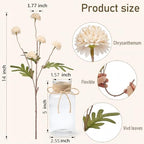 3PCS Mums Artificial Flowers with Vase - Small Silk Fake Flowers Suitable for Vase Bedroom Dining Room Living Rooms Decor Home Table Decor - Image 2