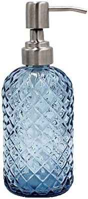 16oz Diamond Pattern Glass Soap Dispenser with Rust Resistant Pump by SDlumeiy