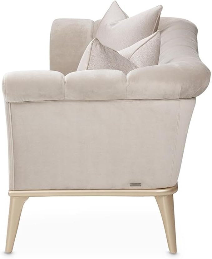 MICHAEL AMINI Yvette Sofa in Porcini Velvet and Champagne Wood Frame - Image 8