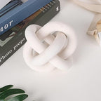 Wood Knot Decor -Coffee Table Decor Shelf Decor Table Books Hand Carved Home Decoration Boho Country Rustic Modern Shabby Chic Style Decor 3 Link Wooden Knot Chain Link Decor (White) - Image 5