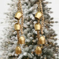 Vintage Hanging Decorative 2 Pack Gold Bells with Jute Hanging Rope by VUSKLY