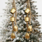 Vintage Hanging Decorative 2 Pack Gold Bells with Jute Hanging Rope by VUSKLY