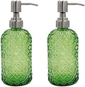 16oz Diamond Pattern Glass Soap Dispenser with Rust Resistant Pump by SDlumeiy
