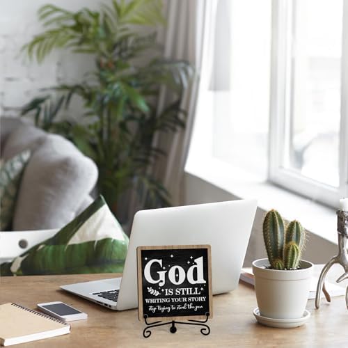 Home Decor, Farmhouse Shelf Decor For Living Room, Boho Aesthetic Table Decorations, Christian Gifts For Women Men, Entryway Tv Stand Fireplace Mantle Coffee Table Decoration (story-01) - Image 5