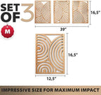qmmp Modern Wooden Wall Sculptures - Set of 3 - Home Decor Accent - Large Wall Art for Living Room, Bedroom, Office - Easy Installation (Oak, Medium - Orbit) - Image 4