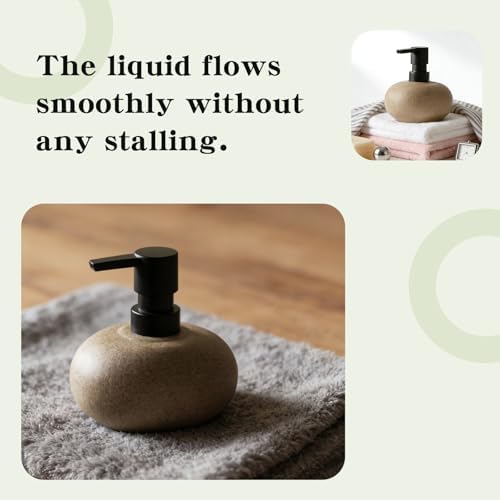 Ceramic Soap Dispenser, Vintage Brown Stone Soap Dispenser for Bathroom Countertop or Kitchen, Designed for Hand Soap, Shampoo, or Conditioner (300ml/10oz) - Image 5