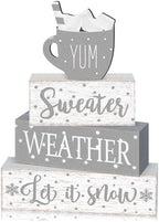 Marsui 4 Pcs Winter Table Decorations Wooden Let It Snow Tiered Tray Decor by Marsui