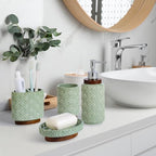 RQYIXI Ceramic Bathroom Accessories Set,Sage Green,4 Piece,Embossed Design - Image 4