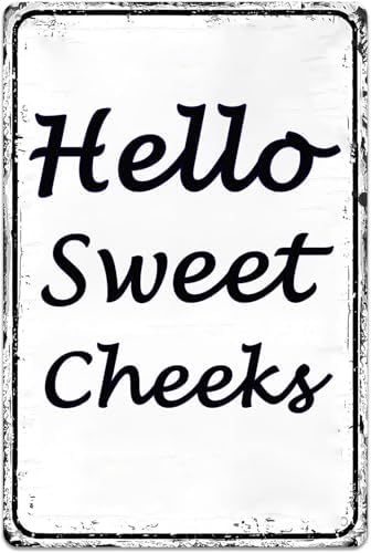 Funny Bathroom Decor Wall Art Funny Cute Hello Sweet Cheeks Tin Sign Rustic Farmhouse Bathroom Decoration Restroom Toilet Decor And Accessories Home Sweet Home Wall Art 8x12 Inch by Unknown