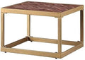HomeStock Renaissance Revival End Table, Retro Brown Top Grain Leather by Homestock