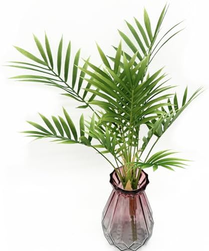 Artificial Parlor Palm Plant, Realistic Faux Tropical Greenery Stem Small Potted Fake Areca Palm Leaves Mini Palm Tree for Vase Fill, Home Office Decor, Indoor Garden Wedding Event Decoration 1 Pack - Image 6