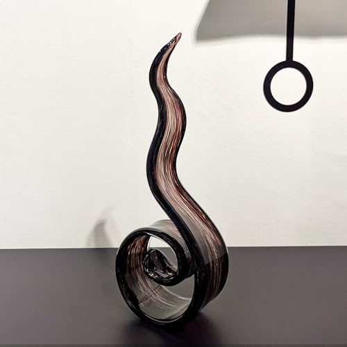 11.4" Tall Hand Blown Glass Sculpture, Murano Style Art Glass Figurine, Modern Coastal Home Decor Accent for Shelf, Table, TV Stand, Living Room Decoration - Image 3