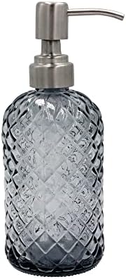16oz Diamond Pattern Glass Soap Dispenser with Rust Resistant Pump by SDlumeiy