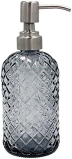 16oz Diamond Pattern Glass Soap Dispenser with Rust Resistant Pump by SDlumeiy