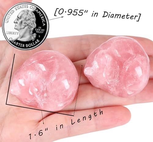 QINJIEJIE Rose Quartz Cat Decor Pink Gift Crystals Cat Stone Figurine - Image 3
