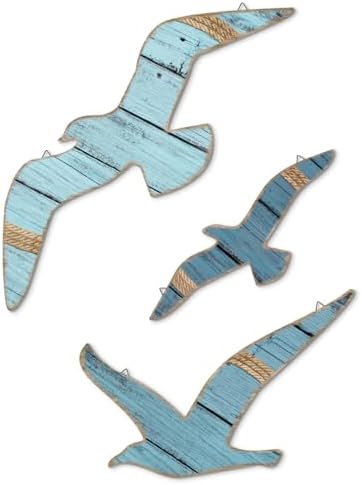 Putuo Decor 3pcs Wooden Seagull Wall Art, Nautical Room Decor Coastal Wall Hanging, Seagull Wall Decor Beach Decorations for Home Bedroom Bathroom Hallway Nautical Wall Decal Nursery by PUTUODECOR