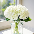 6Pcs 18" White Silk Hydrangea Artificial Flowers - Image 4