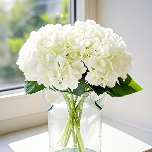 6Pcs 18" White Silk Hydrangea Artificial Flowers - Image 4