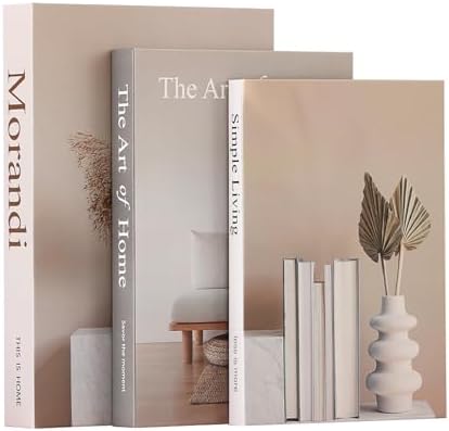 Aesthetic Decorative Books,Set of 3 Fake Books Storage Boxes(Beige) by Picapspr