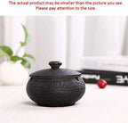 Lependor Ceramic Ashtray with Lids, Windproof, Cigarette Ashtray for Indoor or Outdoor Use，Ash Holder for Smokers,Desktop Smoking Ash Tray for Home Office Decoration - Black - Image 2