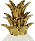 CosmoLiving by Cosmopolitan Porcelain Ceramic Fruit Decorative Sculpture Pineapple Home Decor Statue with Gold Leaves, Accent Figurine 4" x 4" x 10", White - Image 5