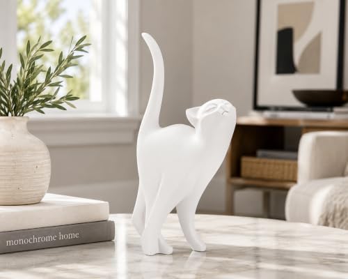 7 Inch White Proud Cat Statue - Image 6