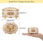Hipiwe Vintage Metal Jewelry Box - Oval Trinket Organizer Ring Box Case - Image 2