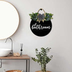 Bathroom Wall Decor,Bathroom Sign,Rustic Round Wooden Wreath Sign,Bathroom Wooden Wall Sign for All The Seasons - Image 2