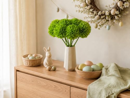Mandy's 12pcs Artificial Green Ball Chrysanthemum Flowers - Image 5