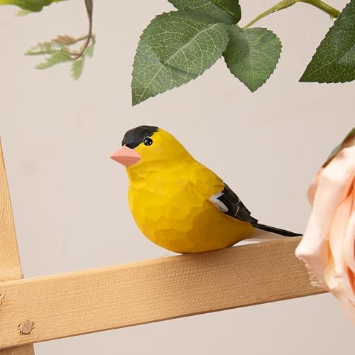 Handmade Wooden Goldfinch Figurine – Yellowbird Home Decor, Cute Wild Canary Knick-Knack for Bird Lovers, Unique Gift for Women, Mom, Friends – Rustic Nature Home Ornament - Image 5