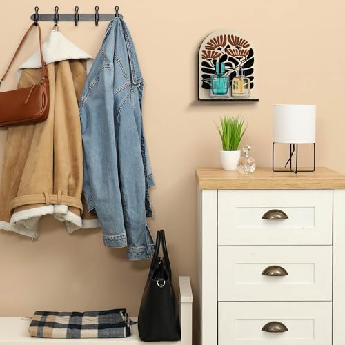 Boho Abstract Floral Wall Shelf, Abstract Minimalist Flower Wooden Hanging Floating Shelves, Neutral Modern Floral Hanging Shelf Wall Decor for Living Room Bedroom Bathroom - Image 7