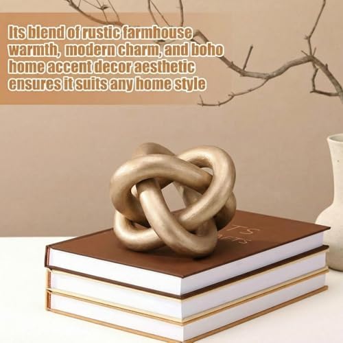 Yalikop 3 Link Wood Knot Decor Rustic Table Shelf Accents, Champagne - Image 4