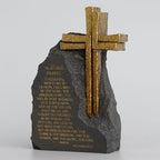 The Lord's Prayer Stone Decor, Religious Cross, Resin Black with Gold Text, 9.4inches, Christian Home Office Table Decoration - Image 4