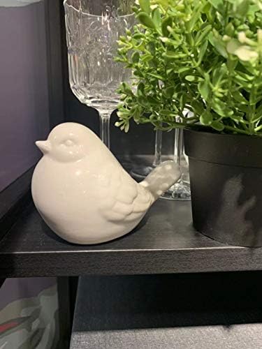 KiaoTime New White Glazed Ceramic Bird Figurine, Bird Statue, French Country Garden Cottage Bird Ornaments, Home Decor Accents Collectible Bird Figurine - Image 6