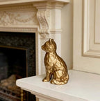 Brushed Vintage Gold Cat Figurine Statue Shelf Decor Gift - Image 5