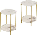 Gawicpy 2 Tier Round Side Table, Folding End Tables Coffee Table Simplistic by Gawicpy
