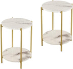 Gawicpy 2 Tier Round Side Table, Folding End Tables Coffee Table Simplistic by Gawicpy