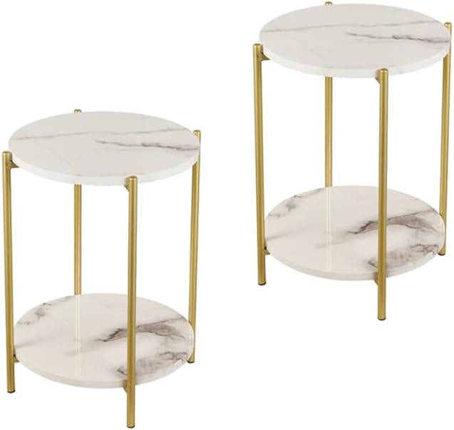 Gawicpy 2 Tier Round Side Table, Folding End Tables Coffee Table Simplistic by Gawicpy