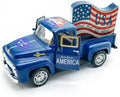 4th of July Decorations, 5.7 Inch Patriotic Blue Metal Truck Decor with God Bless America Sign, Farmhouse Tabletop Centerpiece for Memorial Day and USA 250th Anniversary by YIPRONS