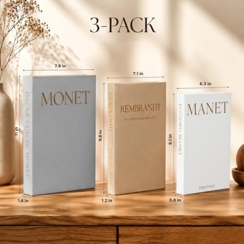 Beautiful Decorative Books, Set of 3 Linen Faux Book Boxes, Grey Fake Book Boxes with Hidden Storage Room for Photos & Keepsakes, Styling Decor for Coffee Tables, Shelves, & Mantels - Image 2