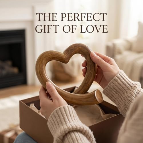 Lescafita Heart Decor Sculpture, Rustic Farmhouse Love Heart Statue Natural Home Decor for Living Room Shelf Desk Coffee Table, Housewarming Gift - Image 6