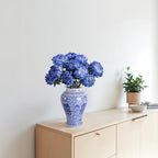 11″ Blue & White Ginger Jar with Lid Chinoiserie Double Happiness - Image 2