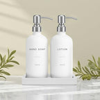 Prus Waso White Soap Dispenser Bathroom Set, Silver & White - Image 5